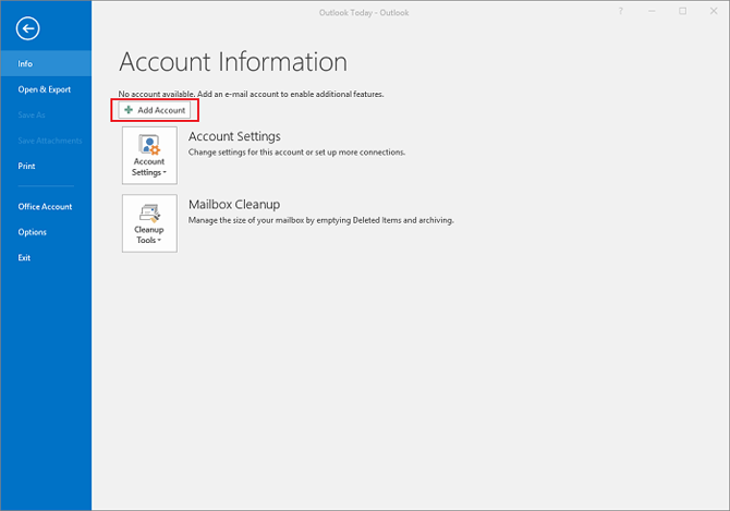 Click on add account